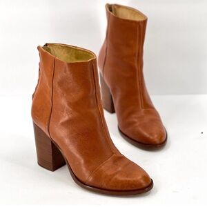RAG & BONE Ashby Boot Womens 40 Brown Block Heeled Leather Ankle Bootie Shoe